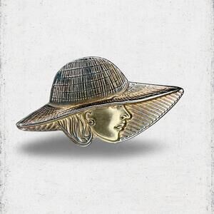 85. Bronze Ladyface Vintage Brooch